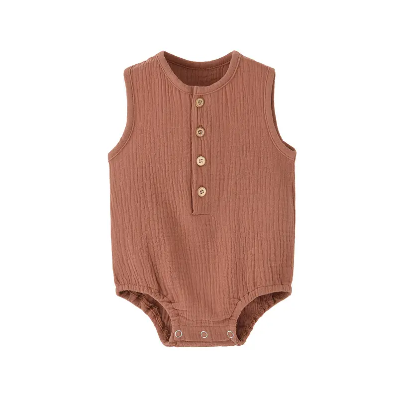 Baby Girls Boys Clothes Pure Cotton Infant Baby Summer Sleevess Rompers Linen Newborn Muslin Jumpsuit Infant Romper Overalls