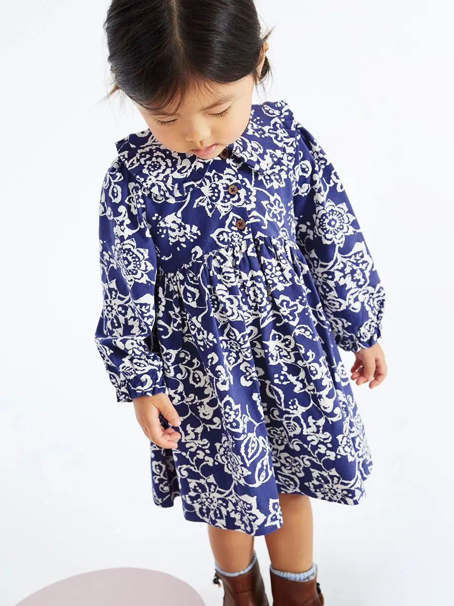 Autumn 2-7Yrs Girls Princess Dress Baby Girl Clothes Clothes Butterfly Collar Baby Girl One Piece Clothes Embroidery Kids Dress