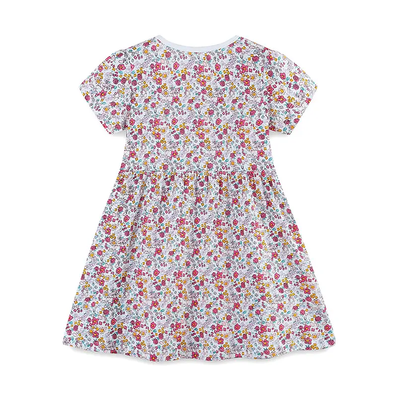 Short Sleeve Summer Baby Dress Cute Pattern Casual Kids Girls Clothing Dress Cotton 2-7y