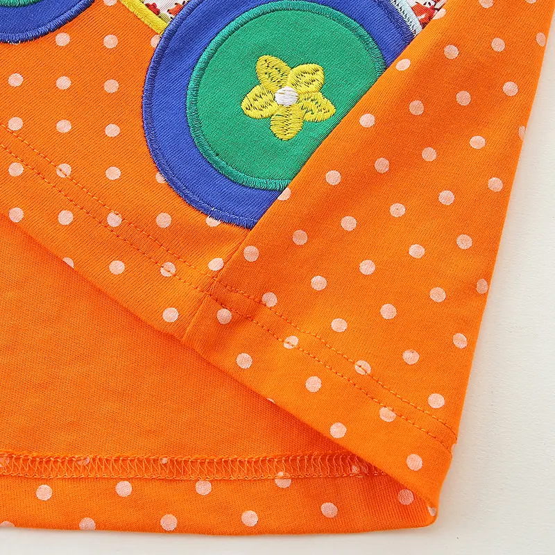 Autumn Children Dresses Girls Casual Long Sleeve Dress Orange Kids Vestidos Cotton Toddler Baby Girls Clothing 2-7y