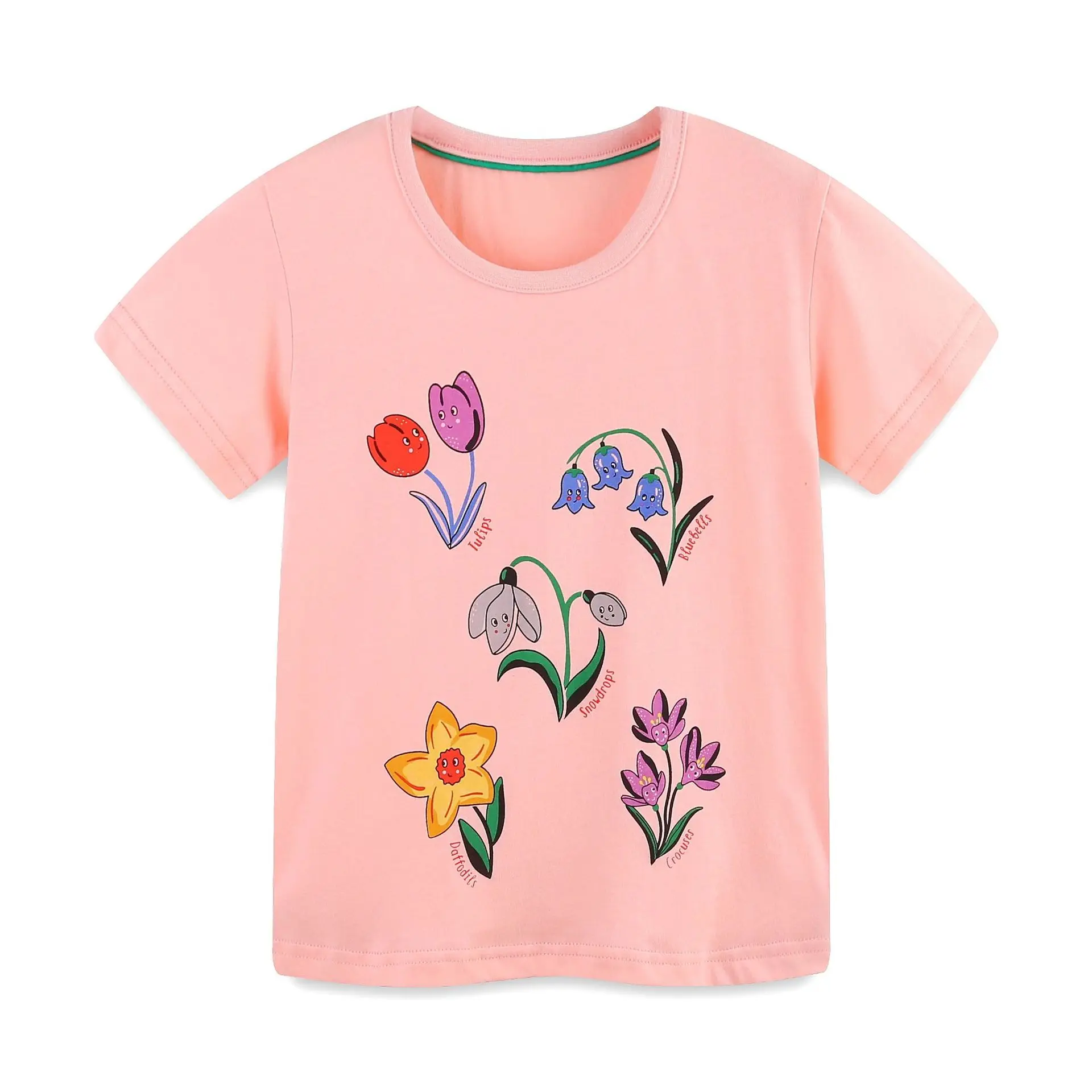 Cute Butterfly Flowers Print Kids T-Shirt Summer Children's Short-sleeved Casual Tops Girls Gifts