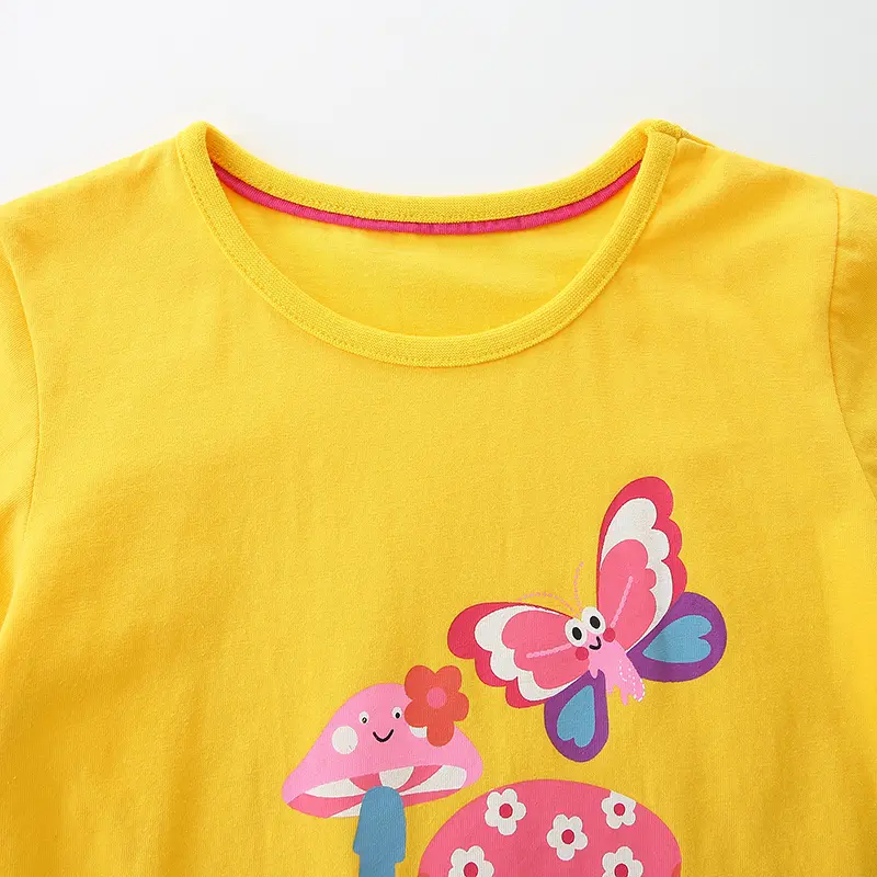 Cute Butterfly Flowers Print Kids T-Shirt Summer Children's Short-sleeved Casual Tops Girls Gifts