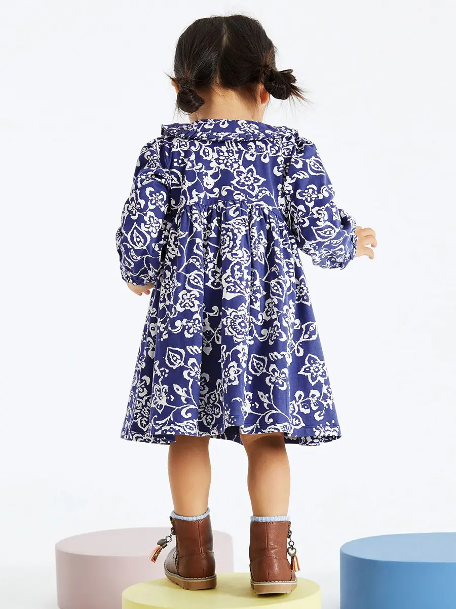 Autumn 2-7Yrs Girls Princess Dress Baby Girl Clothes Clothes Butterfly Collar Baby Girl One Piece Clothes Embroidery Kids Dress