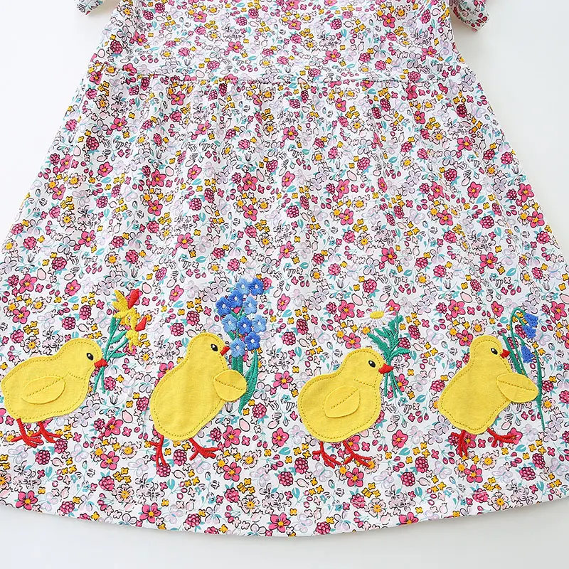 Short Sleeve Summer Baby Dress Cute Pattern Casual Kids Girls Clothing Dress Cotton 2-7y