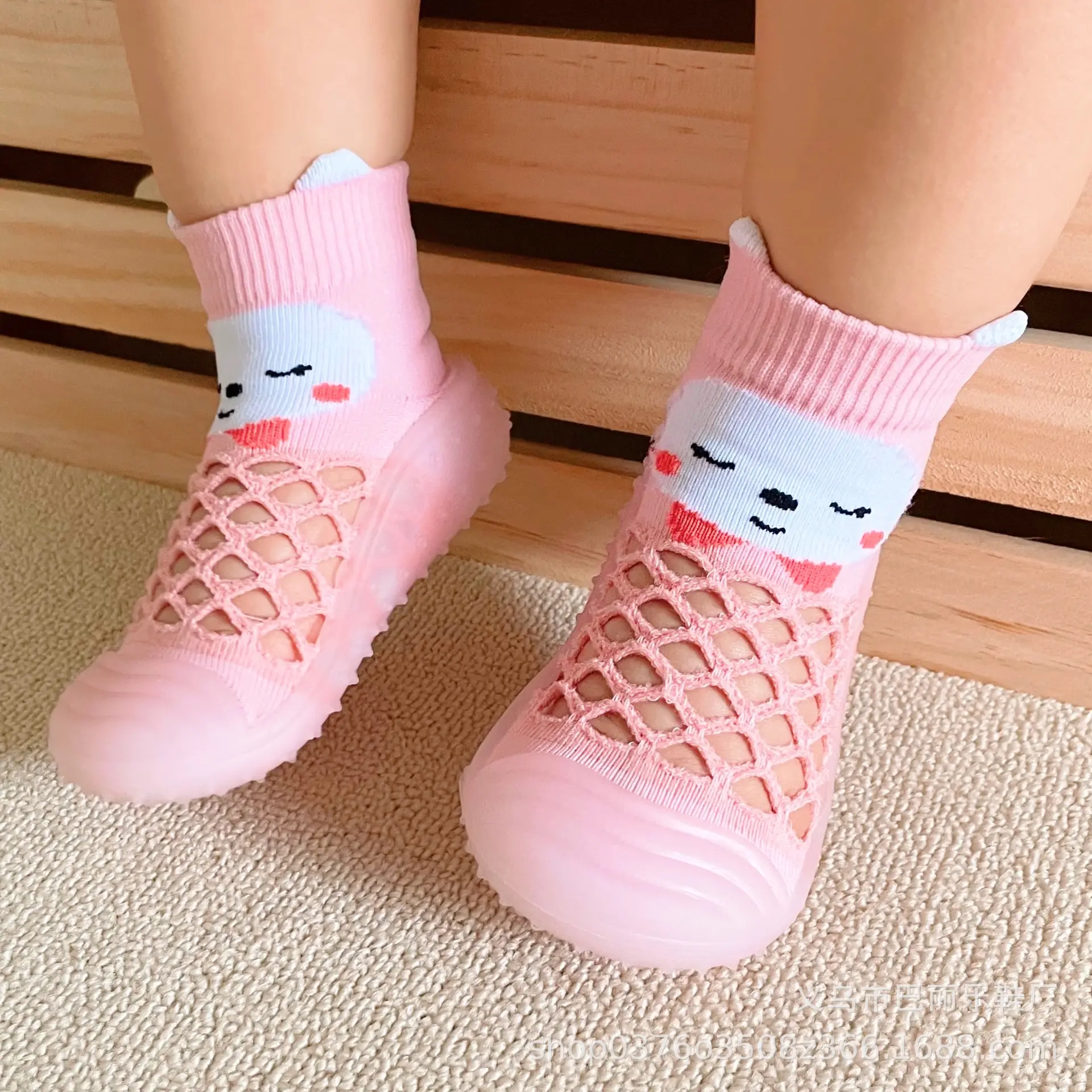 Children's Walking Shoes Baby Floor Shoes Baby Socks Shoes Non Slip Indoor Soft Sole Mesh Surface Thin Sandals One Foot Pedal