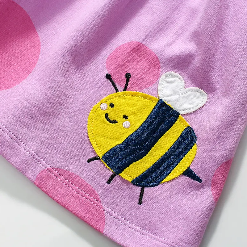 Long Sleeves Cartoon Cotton Bees Dress Autumn Spring Baby Girls Children's Clothing Kids Clothes