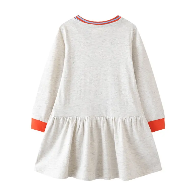 Girls' Long Sleeve Squirrel Print Dress Soft Fabric Cute Autumn Themed Design Adorable Toddler Children Dress