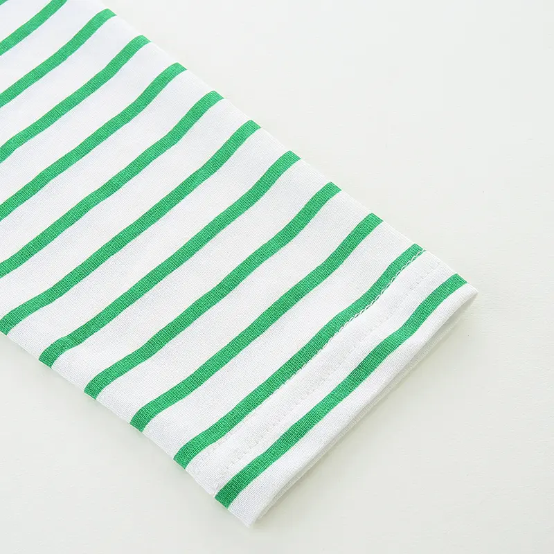 Girls Long Sleeve Green and White Striped Toddler Dress with Colorful Floral Pocket Designs Trendy and Adorable