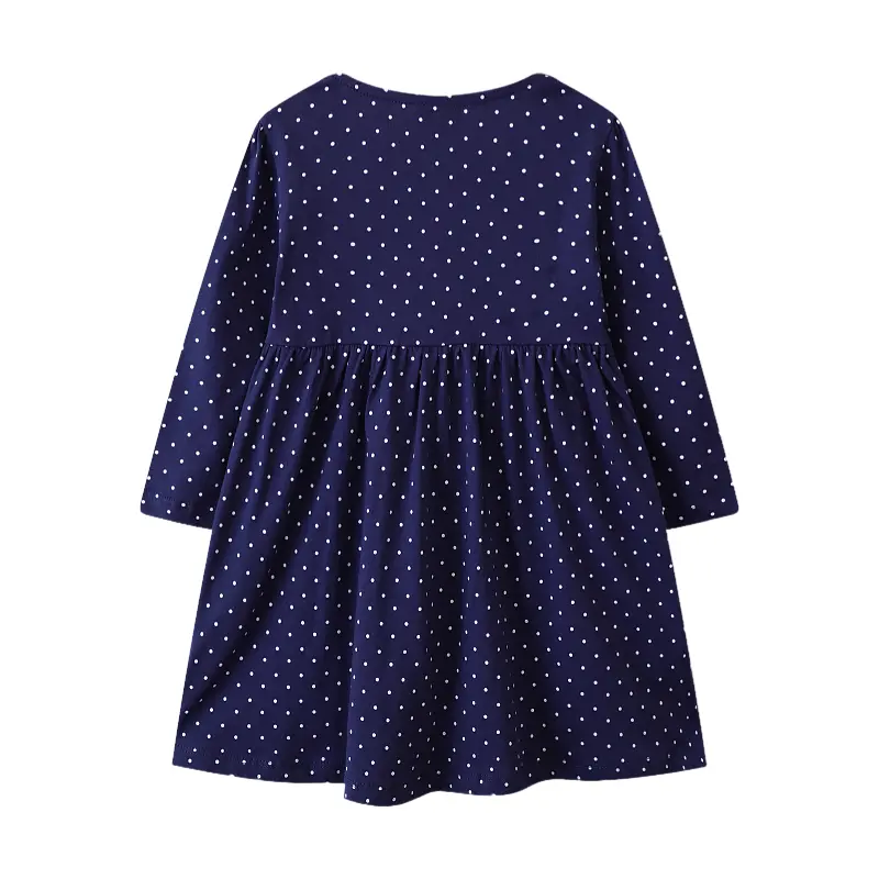 Girls Dresses Animals Applique Autumn Long Sleeve Kids Clothing Short Sleeve Baby Frocks 2-7y
