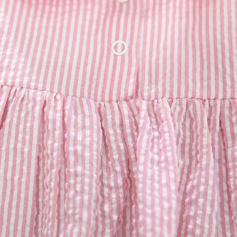 2-7y Baby Dresses Summer New Short Sleeve Boat Printed Children Clothes Sweet Pink Style