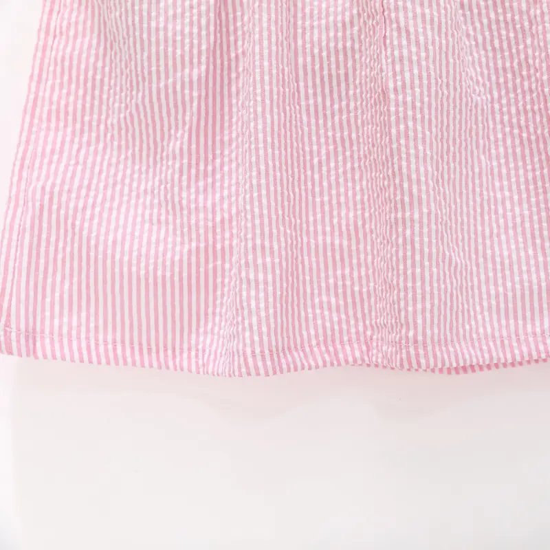 2-7y Baby Dresses Summer New Short Sleeve Boat Printed Children Clothes Sweet Pink Style