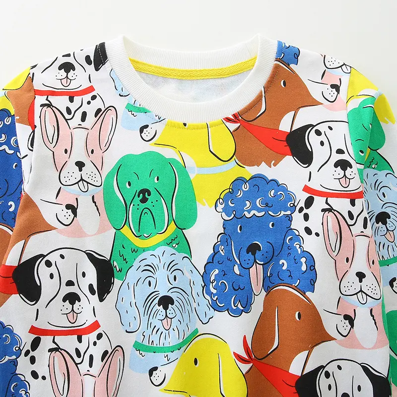 Kids' Dog Print Sweatshirt Colorful and Adorable Dog Motifs All Over Soft Fabric Adorable Children's Pullover