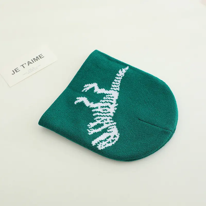 Dinosaur Patterned Knit Beanies for Kids in Multiple Colors Children Outdoor Caps