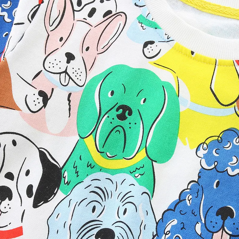 Kids' Dog Print Sweatshirt Colorful and Adorable Dog Motifs All Over Soft Fabric Adorable Children's Pullover