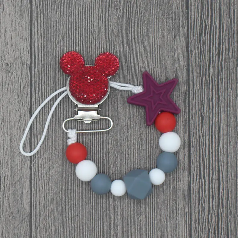 Silicone Star Beads Pacifier Clip Chain Strap Cute Dummy Nipple Leash Strap for Infant Toddler Baby Feeding