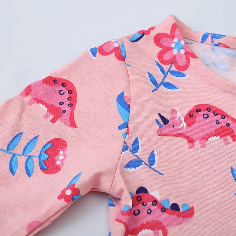 2025 Autumn Spring Children's Clothing Cotton Pink Dinosaurs Kids Clothes Baby Girls Cartoon Casual Dress