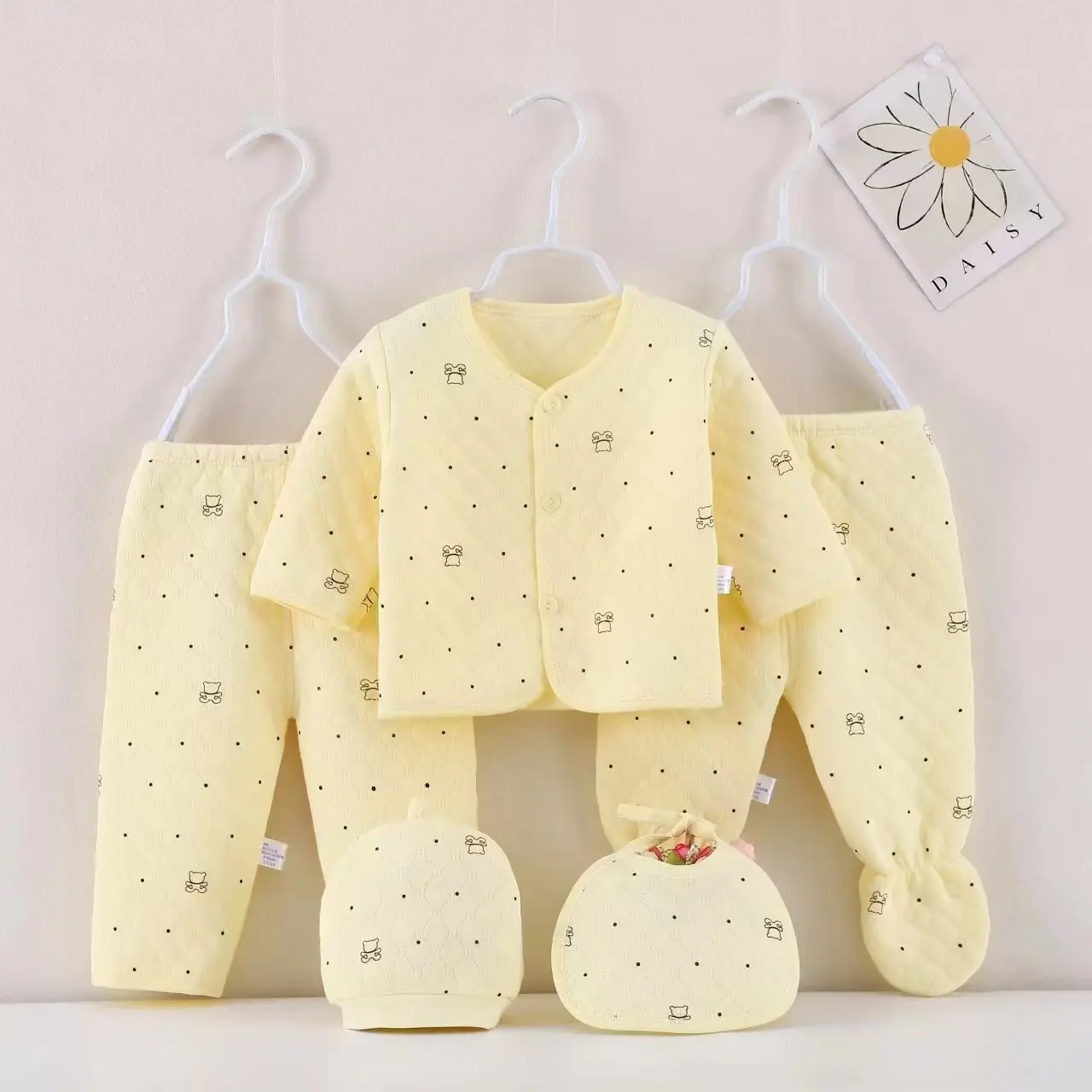 2025 Autumn Baby Boy Girl Clothes Long Sleeve Top Pants 5pcs Soft Suit Newborn Clothing Set