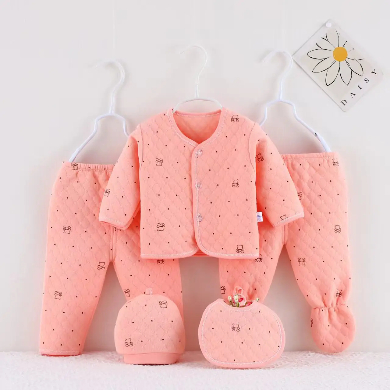 2025 Autumn Baby Boy Girl Clothes Long Sleeve Top Pants 5pcs Soft Suit Newborn Clothing Set