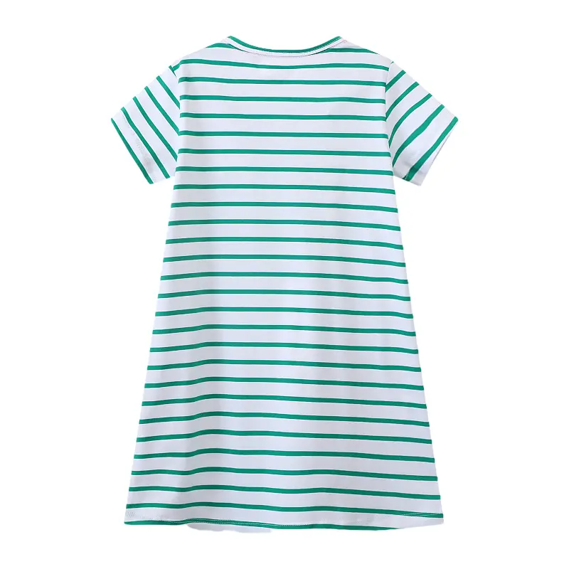 Summer Short Sleeve Baby Girls Dress Embroidered Cherry Kids Dresses Soft Clothing Holiday Casual