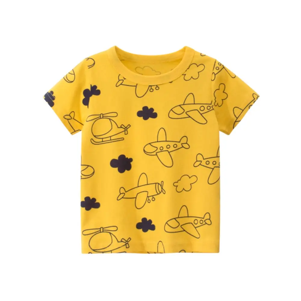 Boys' Short-Sleeve T-shirt Light Gray with Car Prints Suitable for Ages  2-9 years old