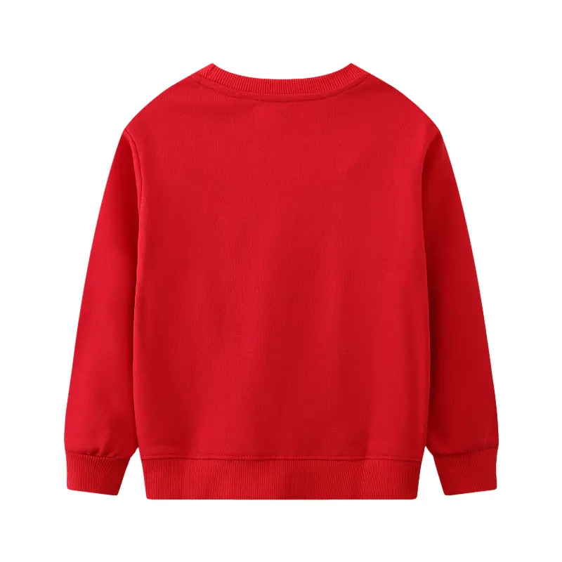 Boys' Christmas Themed Kids' Red Pullover Sweatshirt Santa Driving a Tractor Print, Snowflake Details