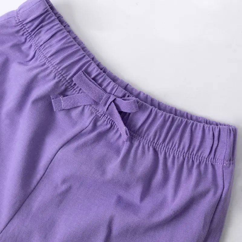 2Pcs Kids' Unicorn Themed Short Sleeve Pink T-shirt & Purple Shorts Set Adorable and Trendy