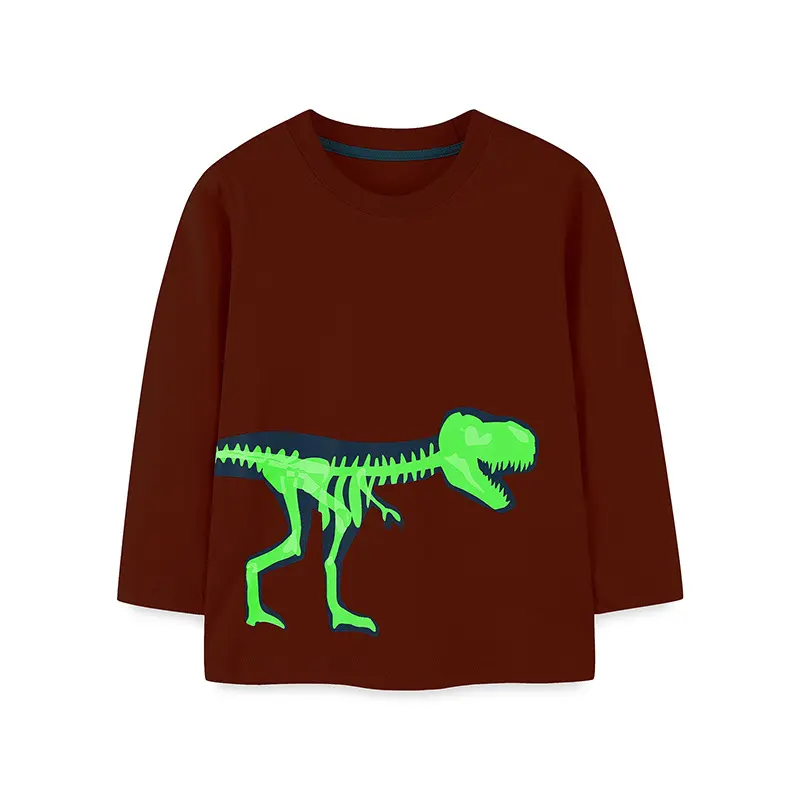 Luminous Kids Clothing Tees Summer Dinosaur Printed Cartoon Fashion Long Sleeve Boys T-shirt Popular Design Children's T Shirts
