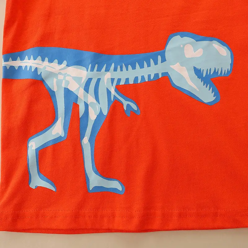 Luminous Kids Clothing Tees Summer Dinosaur Printed Cartoon Fashion Long Sleeve Boys T-shirt Popular Design Children's T Shirts