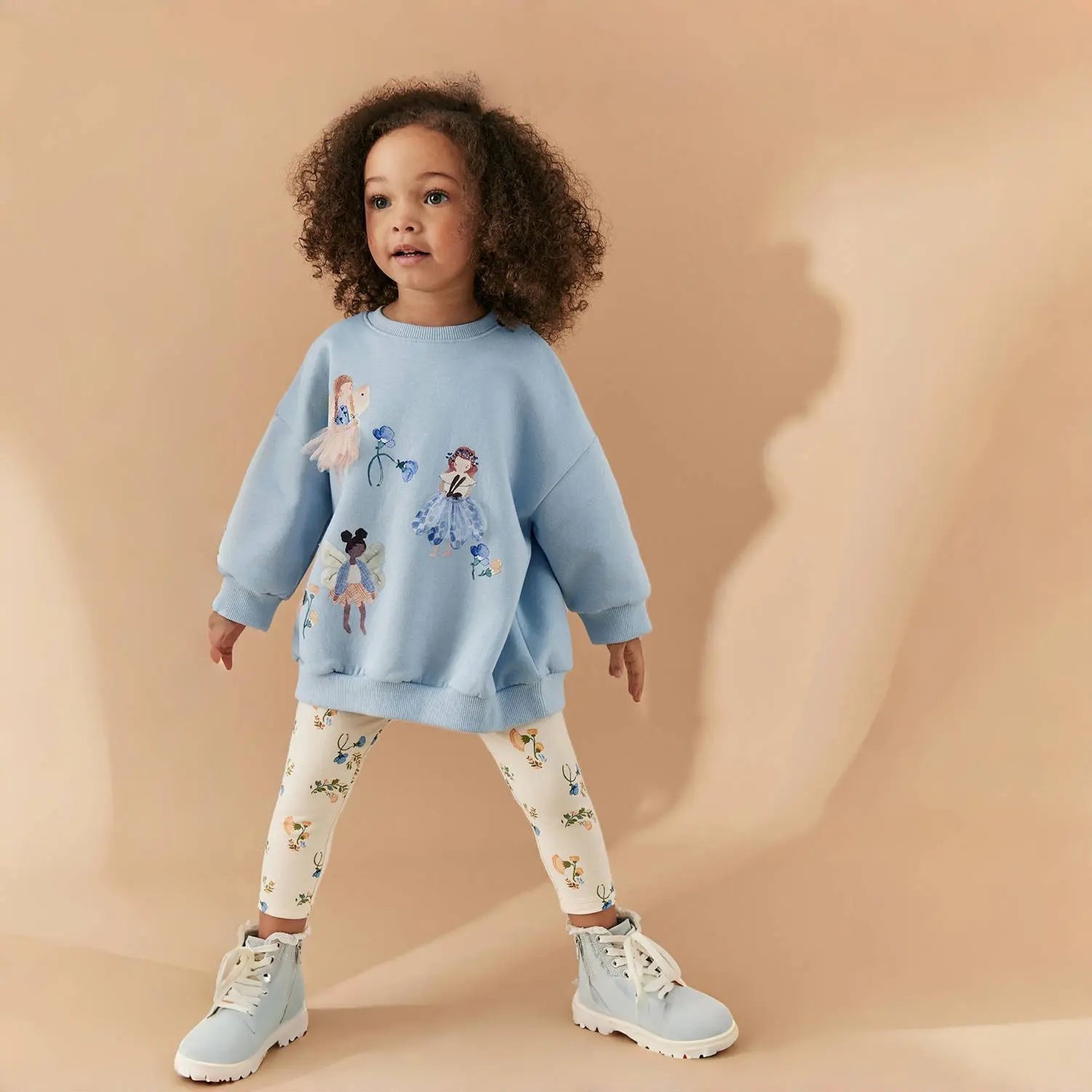 Girls' Light Blue Fairy - Themed Sweatshirt - Adorable Fairy Graphics, Soft & Comfortable