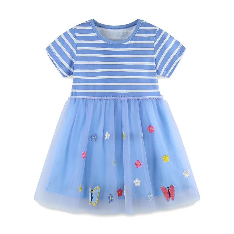 Baby Girls Dress Children Cartoon Mesh Sequins Princess Dress Kids Short Sleeve Skirt For Daily Halloween Birthday Gift 2-7Y
