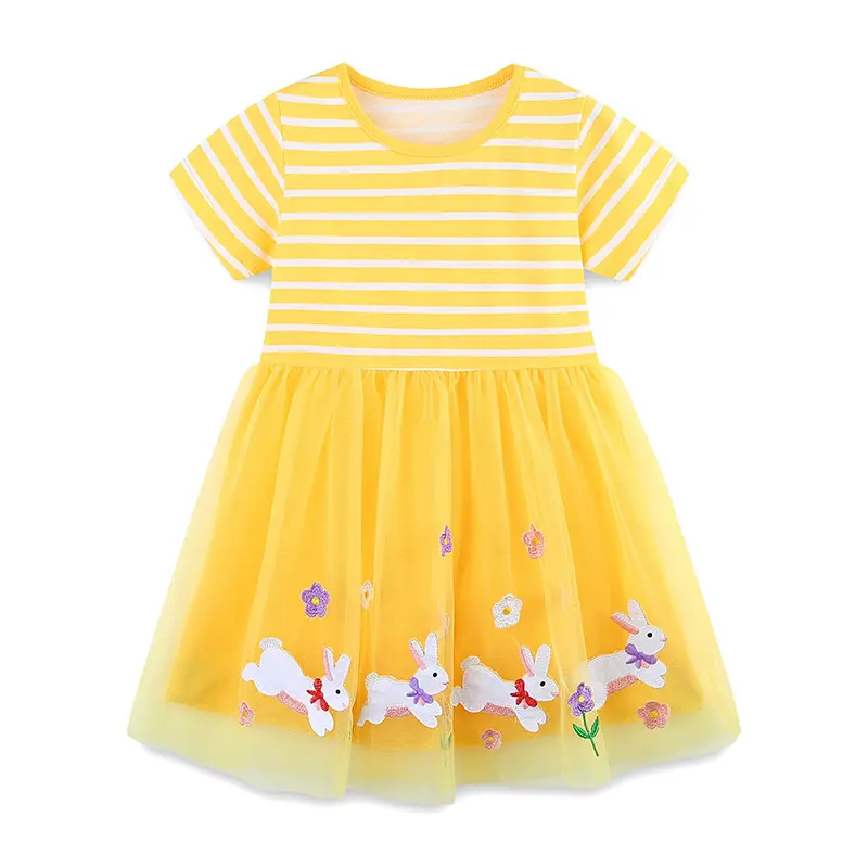 Baby Girls Dress Children Cartoon Mesh Sequins Princess Dress Kids Short Sleeve Skirt For Daily Halloween Birthday Gift 2-7Y