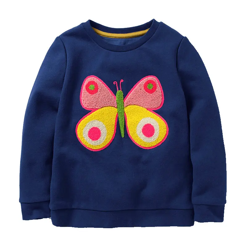Girls' Burgundy Long - Sleeve Sweatshirt - with Embroidered Unicorn Print and Ruffled Shoulders - Suitable for Ages 2-7y