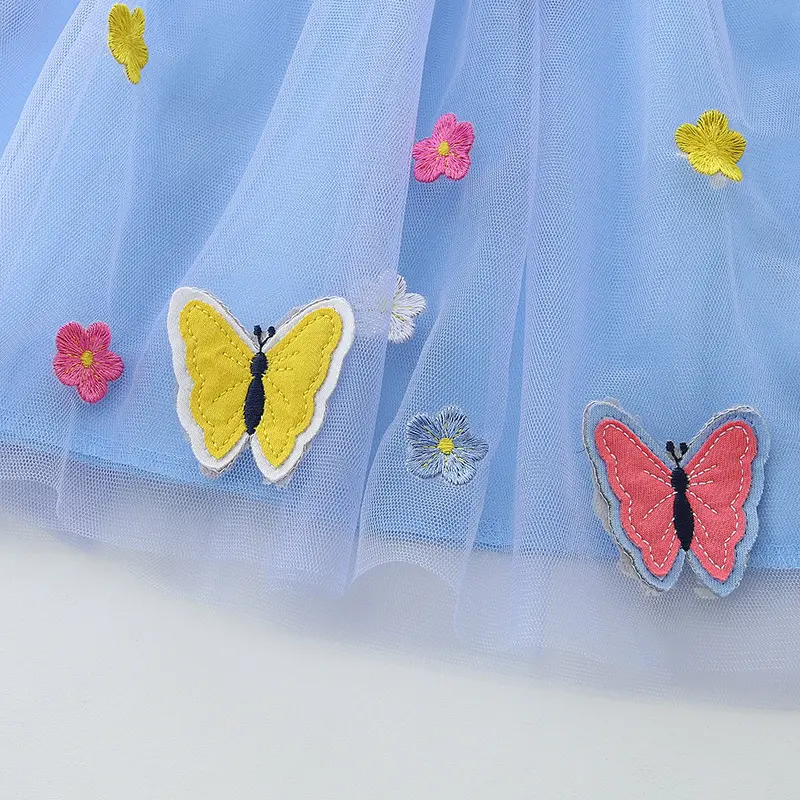 Baby Girls Dress Children Cartoon Mesh Sequins Princess Dress Kids Short Sleeve Skirt For Daily Halloween Birthday Gift 2-7Y