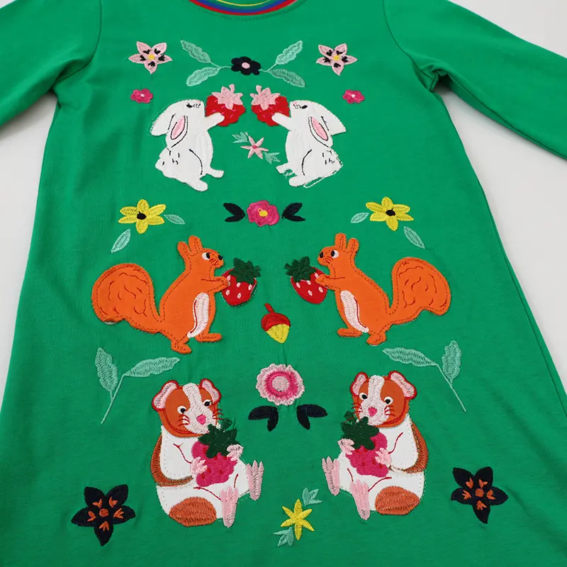 2-7T Long Sleeve Princess Girls Dresses Animals Autumn Spring Hot Selling Birthday Party Dresses