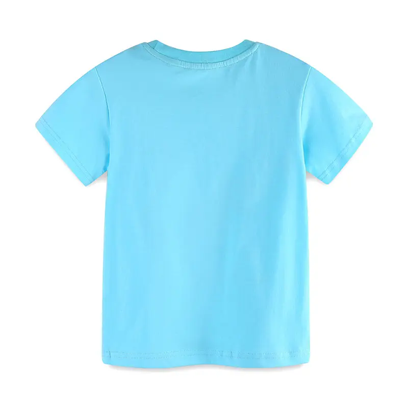 Boys' Light Blue Short - Sleeve T - shirt - with Cartoon Dinosaur Paddling on Crocodile Print - Suitable for Ages 2-7y