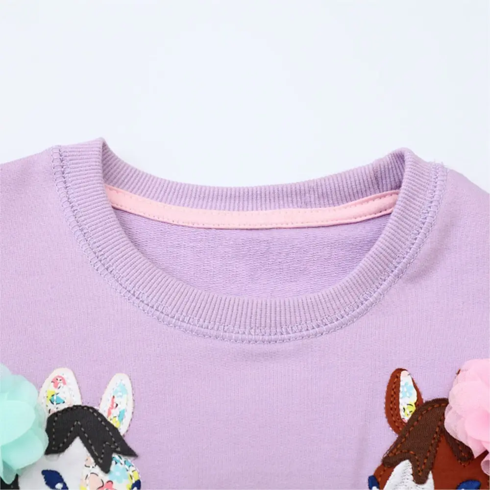 Charming Horse - Embroidered Girls' Sweatshirt in Lavender