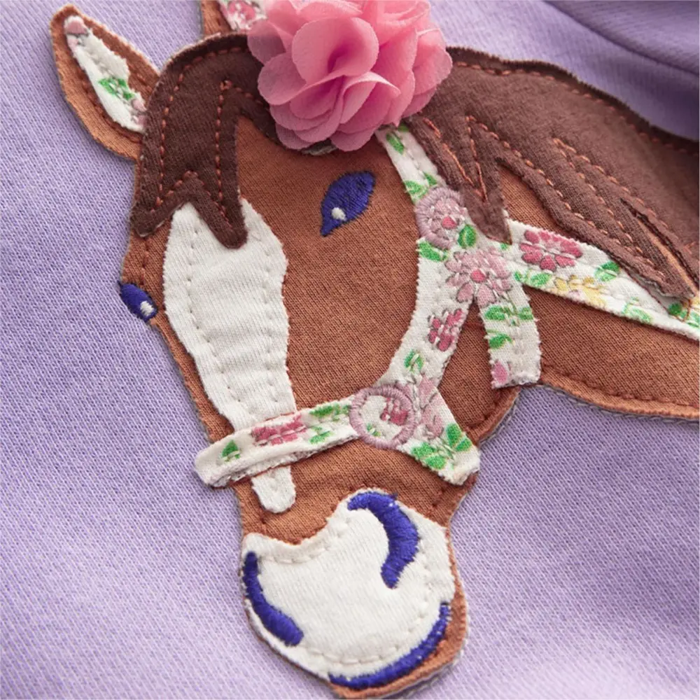 Charming Horse - Embroidered Girls' Sweatshirt in Lavender