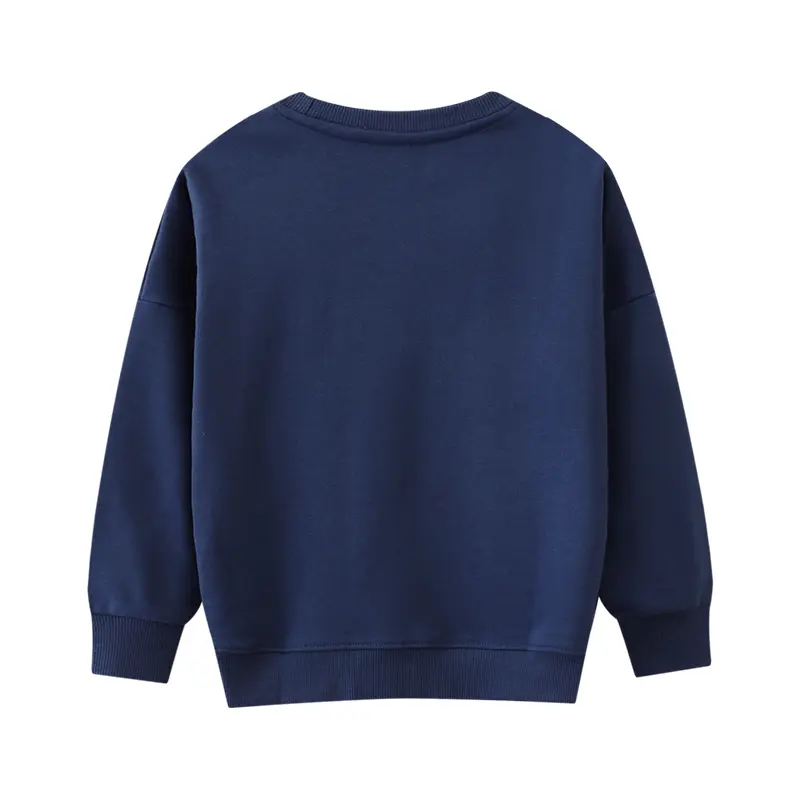 Girls' Navy Blue Long - Sleeve Sweatshirt - with Colorful Butterfly Embroidery - Suitable for Ages Girls Pullover