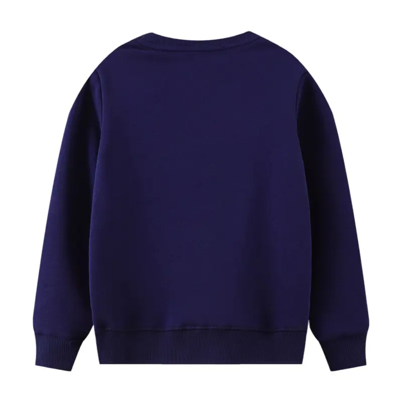 Girls' Navy Blue Long - Sleeve Sweatshirt - with Embroidered Bird and Floral Print - Suitable for Ages 2-7y