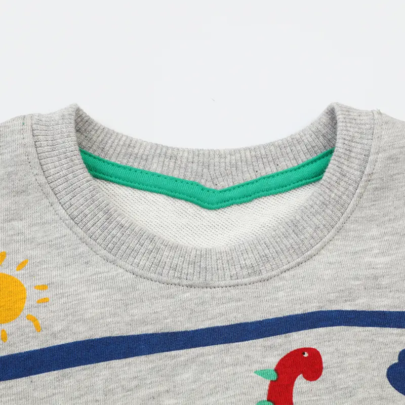 Boys' Gray Long - Sleeve Sweatshirt - with Dinosaur and Landscape Print - Suitable for Ages 2-7t