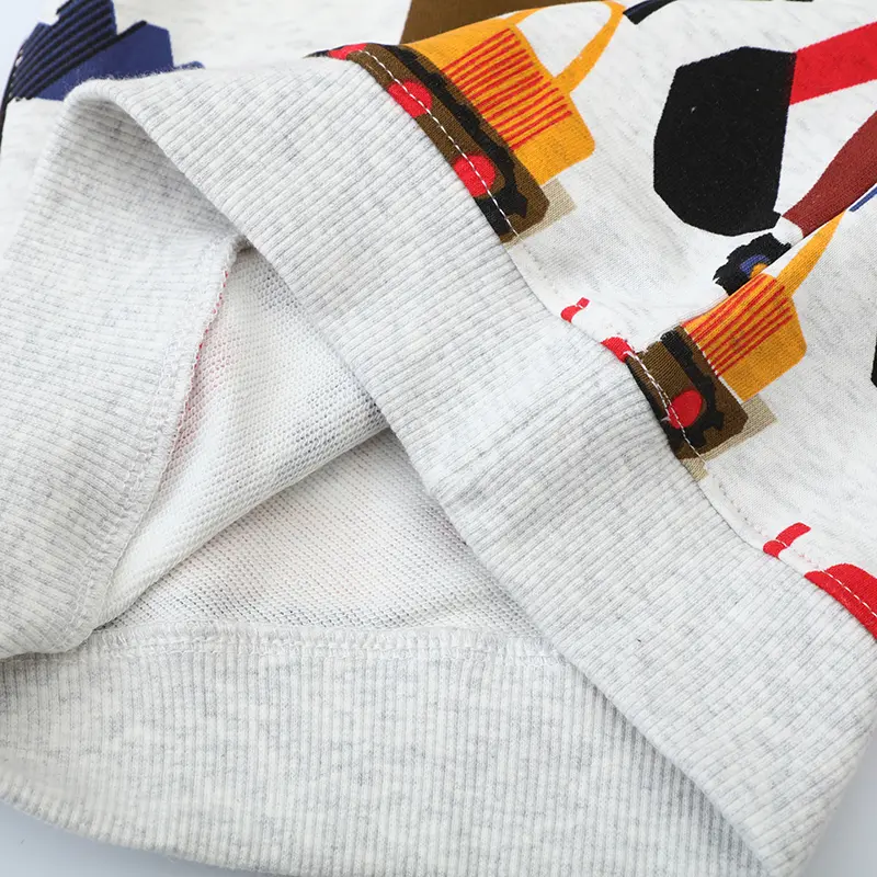 Boys' Gray Long - Sleeve Sweatshirt - with Colorful Construction - themed All - over Print - Suitable for Ages 2-7y