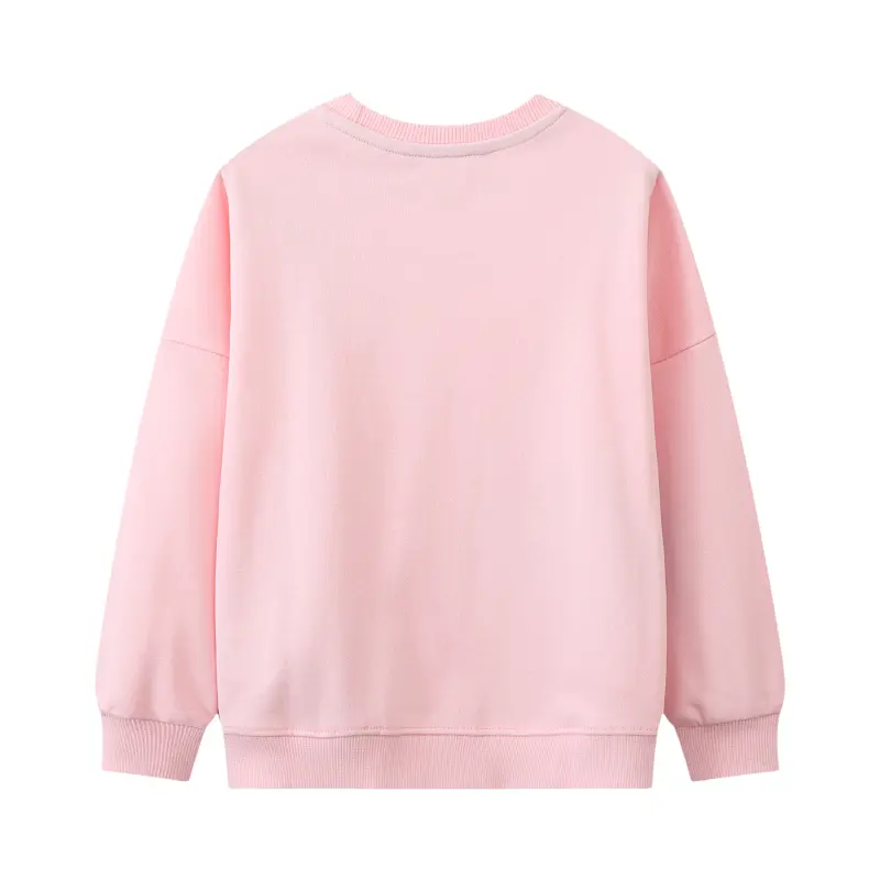 Girls' Pink Long Sleeve Sweatshirt with Colorful Weather Suitable for Age 2-7y
