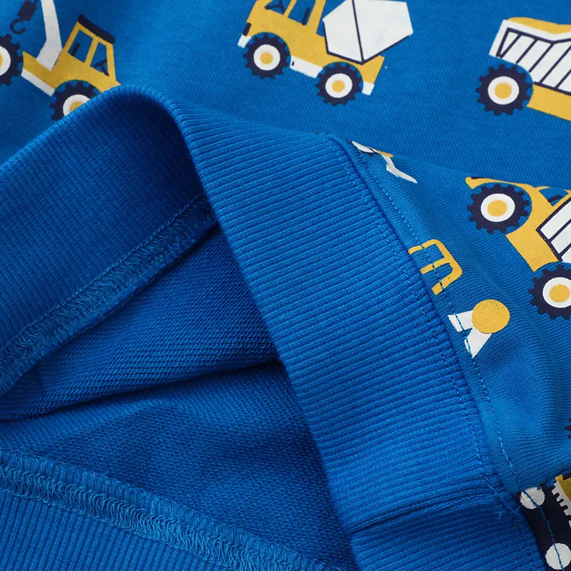 Boys' Blue Long - Sleeve Sweatshirt - with Construction Vehicle All over Print - Suitable for Ages 2-7y