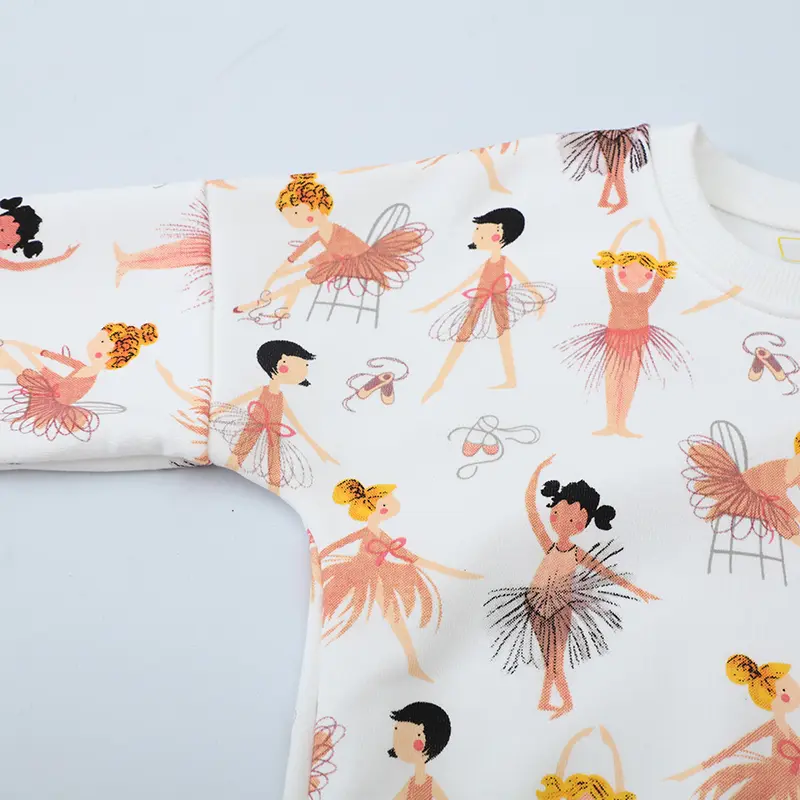 Girls' Ballet Themed Dress All Over Ballerina Print Tulle Skirt Soft Fabric Adorable Toddler Girl Dance Princess Inspired Outfit