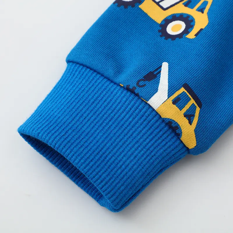 Boys' Blue Long - Sleeve Sweatshirt - with Construction Vehicle All over Print - Suitable for Ages 2-7y