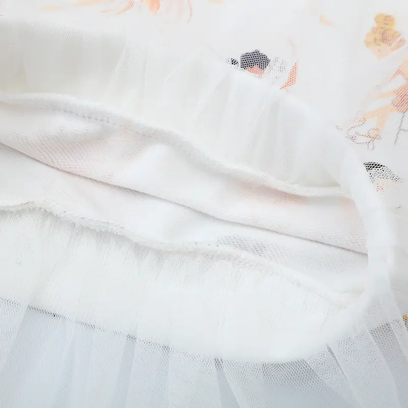 Girls' Ballet Themed Dress All Over Ballerina Print Tulle Skirt Soft Fabric Adorable Toddler Girl Dance Princess Inspired Outfit