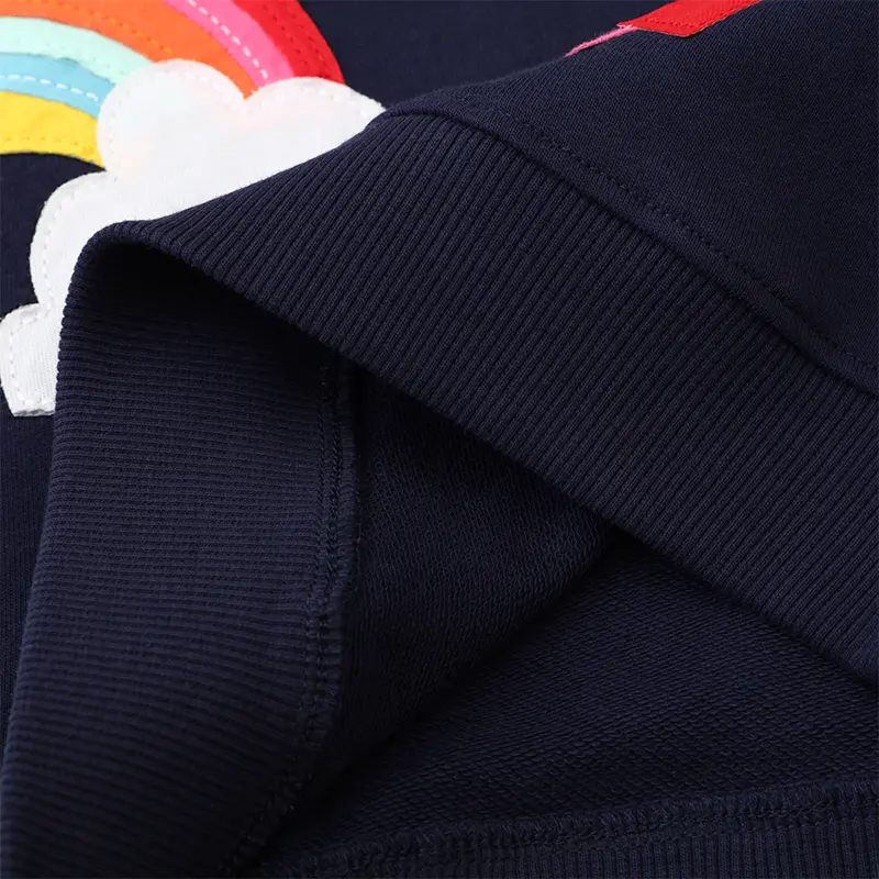Girls' Navy Blue Long Sleeve Sweatshirt with Colorful Weather themed Suitable for Ages 2-7y