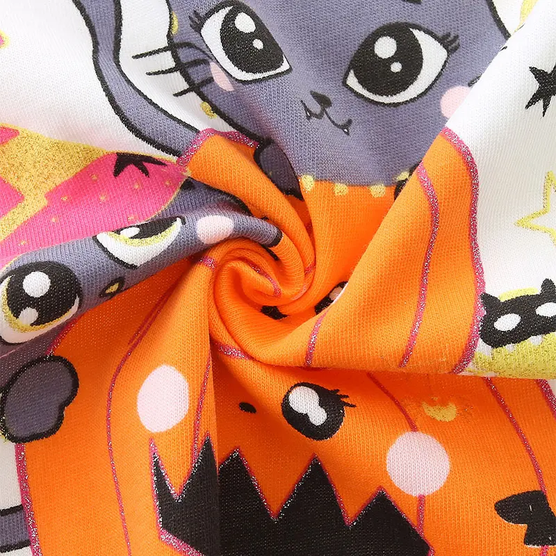 Spring Autumn Girls Tops Long Sleeve Kids Cotton T-shirts Cat Print Applique Children Casual Tees School Home Kids Wear