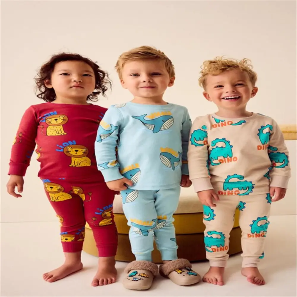 Boys' Animal Print Pajama Sets Lion, Tiger and Elephant Designs, Soft & Cozy Adorable Kids' Sleepwear