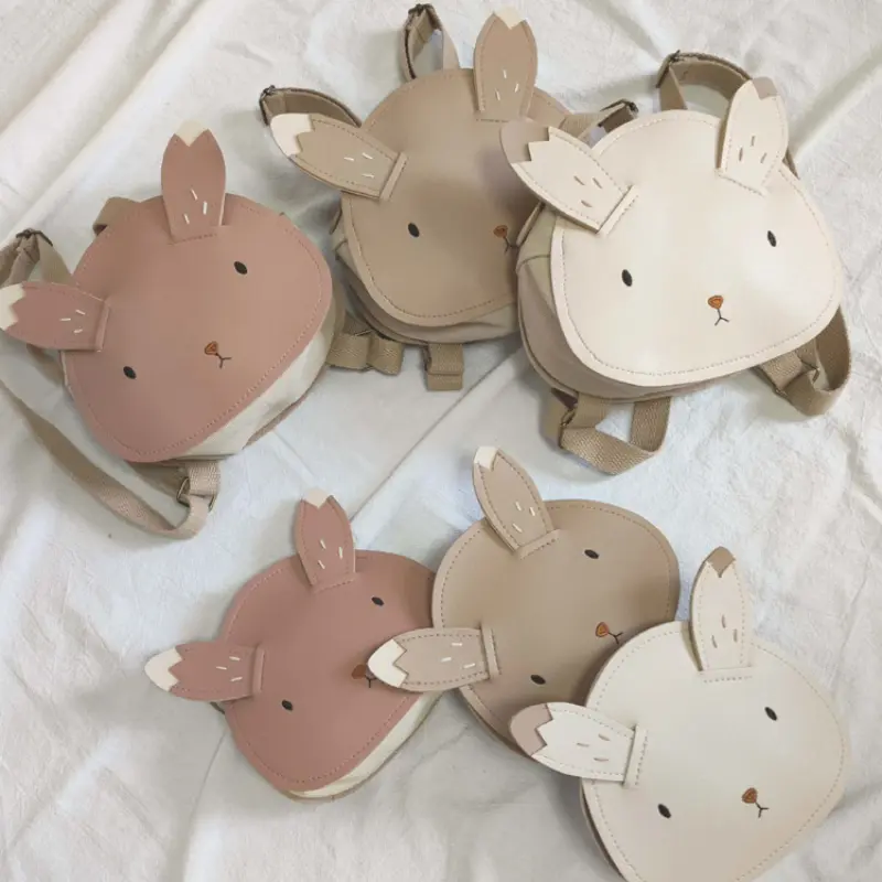 Kids Backpack Baby Kindergarten School Book Bags Fashion Cartoon Rabbit PU Backpack Children Leather Mini Bag